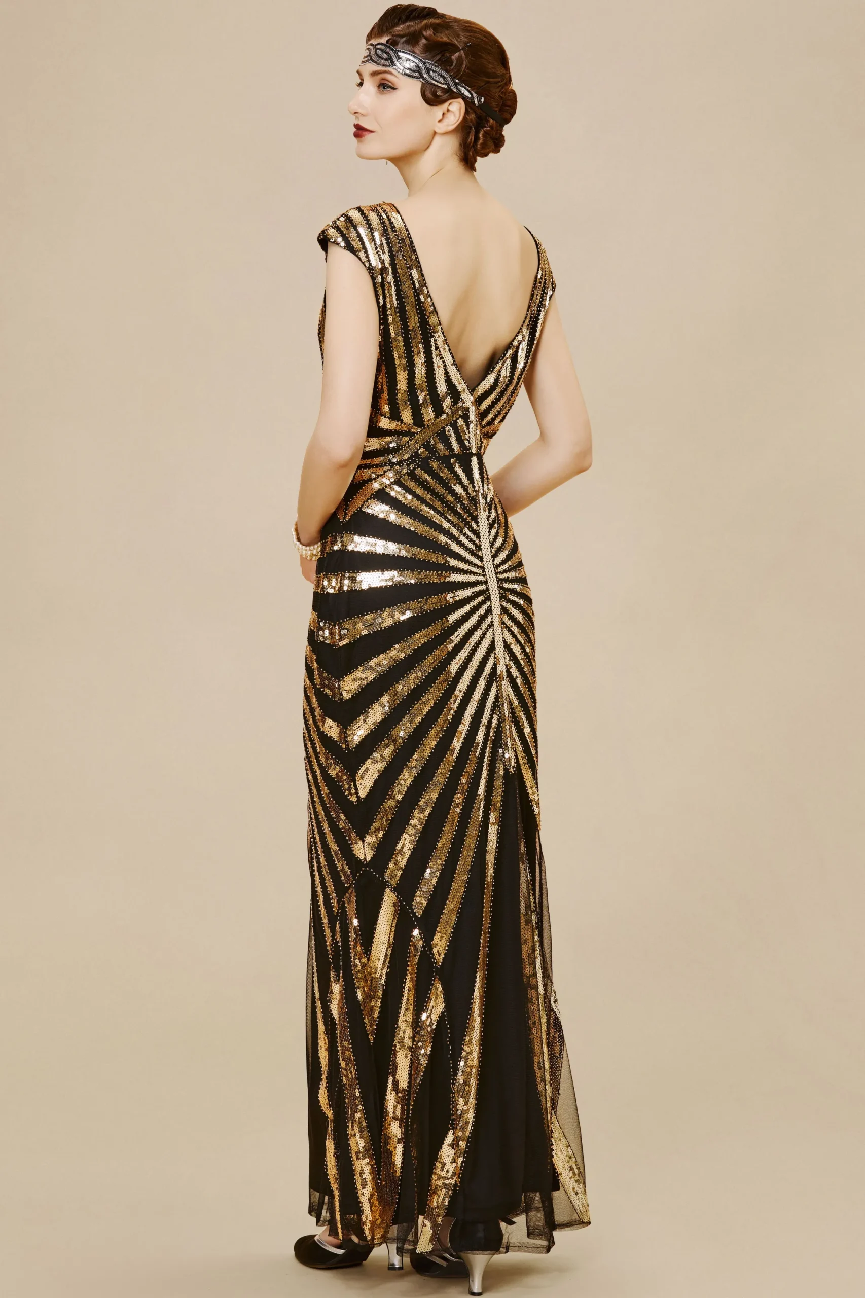 BABEYOND Evening Dresses | Formal Dresses<Art Deco Cap Sleeve Sequin Maxi Dress