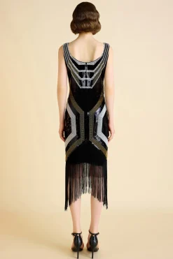 BABEYOND Flapper Dresses | Fringe<Art Deco Geometric Sequin Beaded Flapper Dress