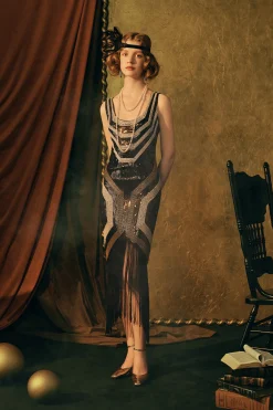 BABEYOND Flapper Dresses | Fringe<Art Deco Geometric Sequin Beaded Flapper Dress