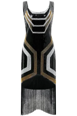 BABEYOND Flapper Dresses | Fringe<Art Deco Geometric Sequin Beaded Flapper Dress