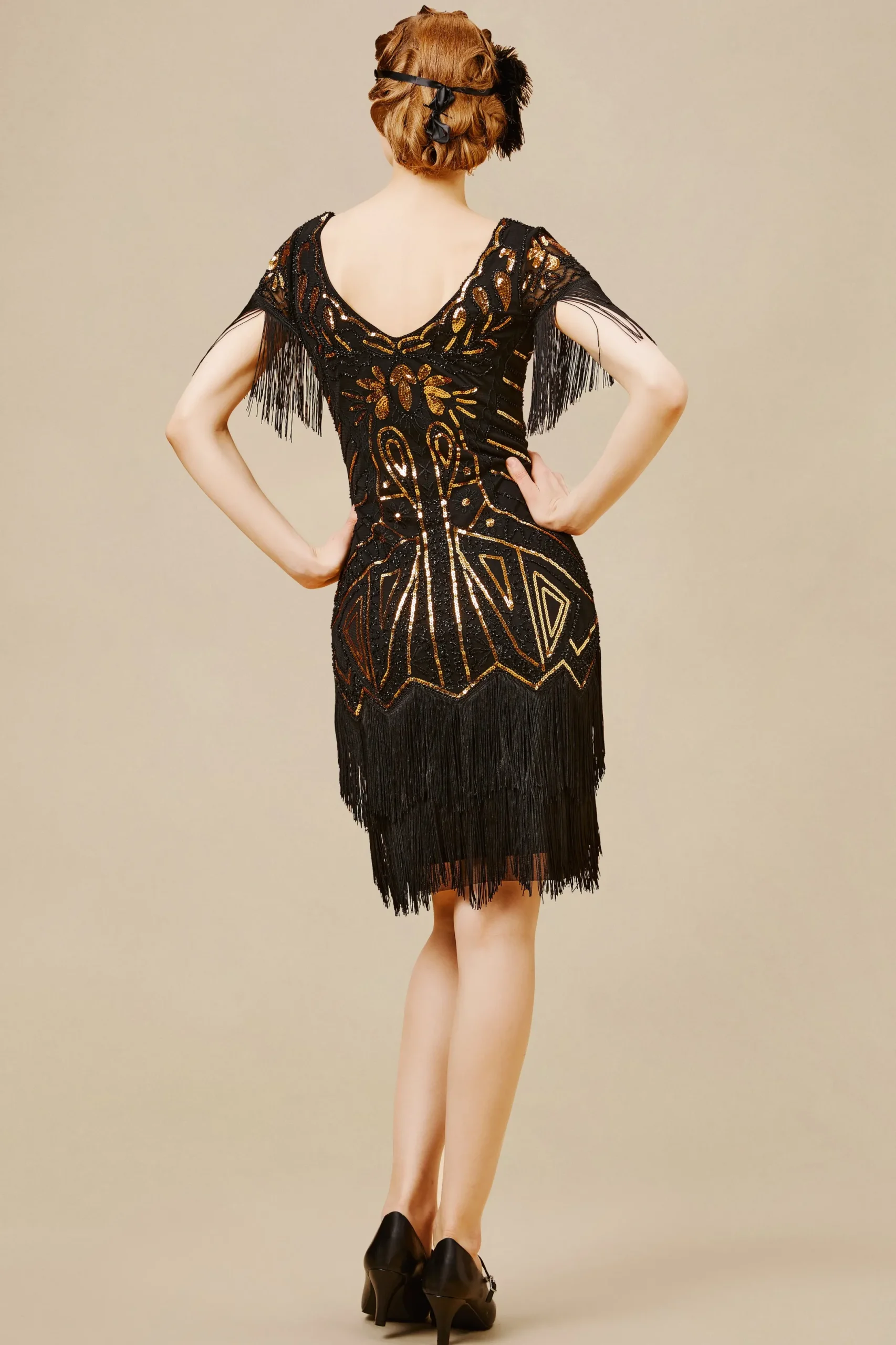 BABEYOND Flapper Dresses | Fringe<Art Deco Paisley Sequin Fringe Dress