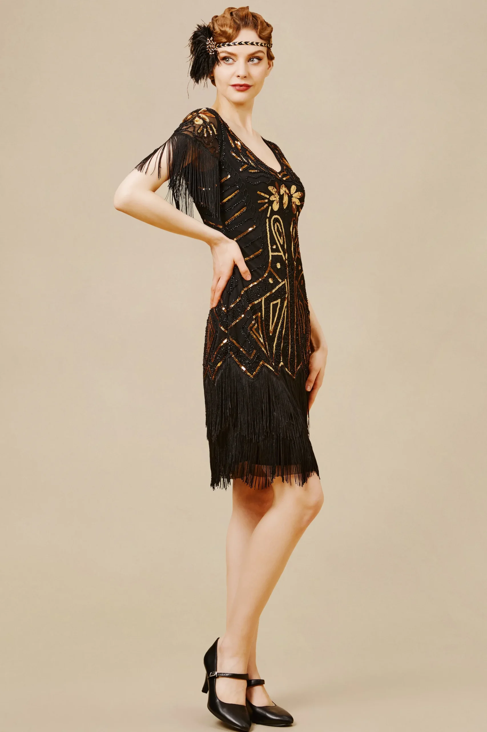 BABEYOND Flapper Dresses | Fringe<Art Deco Paisley Sequin Fringe Dress