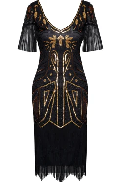 BABEYOND Flapper Dresses | Fringe<Art Deco Paisley Sequin Fringe Dress