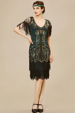 BABEYOND Flapper Dresses | Fringe<Art Deco Paisley Sequin Fringe Dress