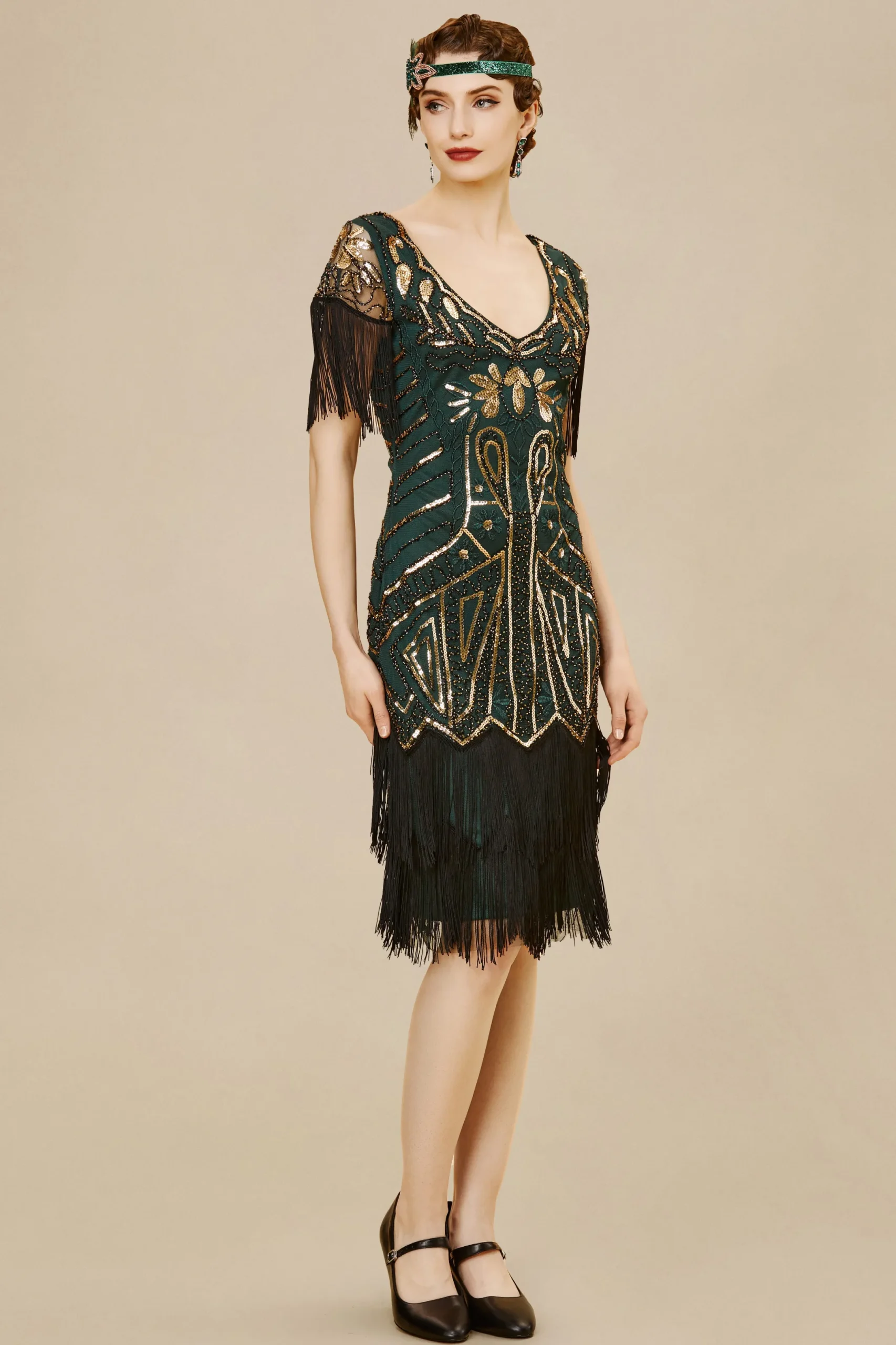 BABEYOND Flapper Dresses | Fringe<Art Deco Paisley Sequin Fringe Dress