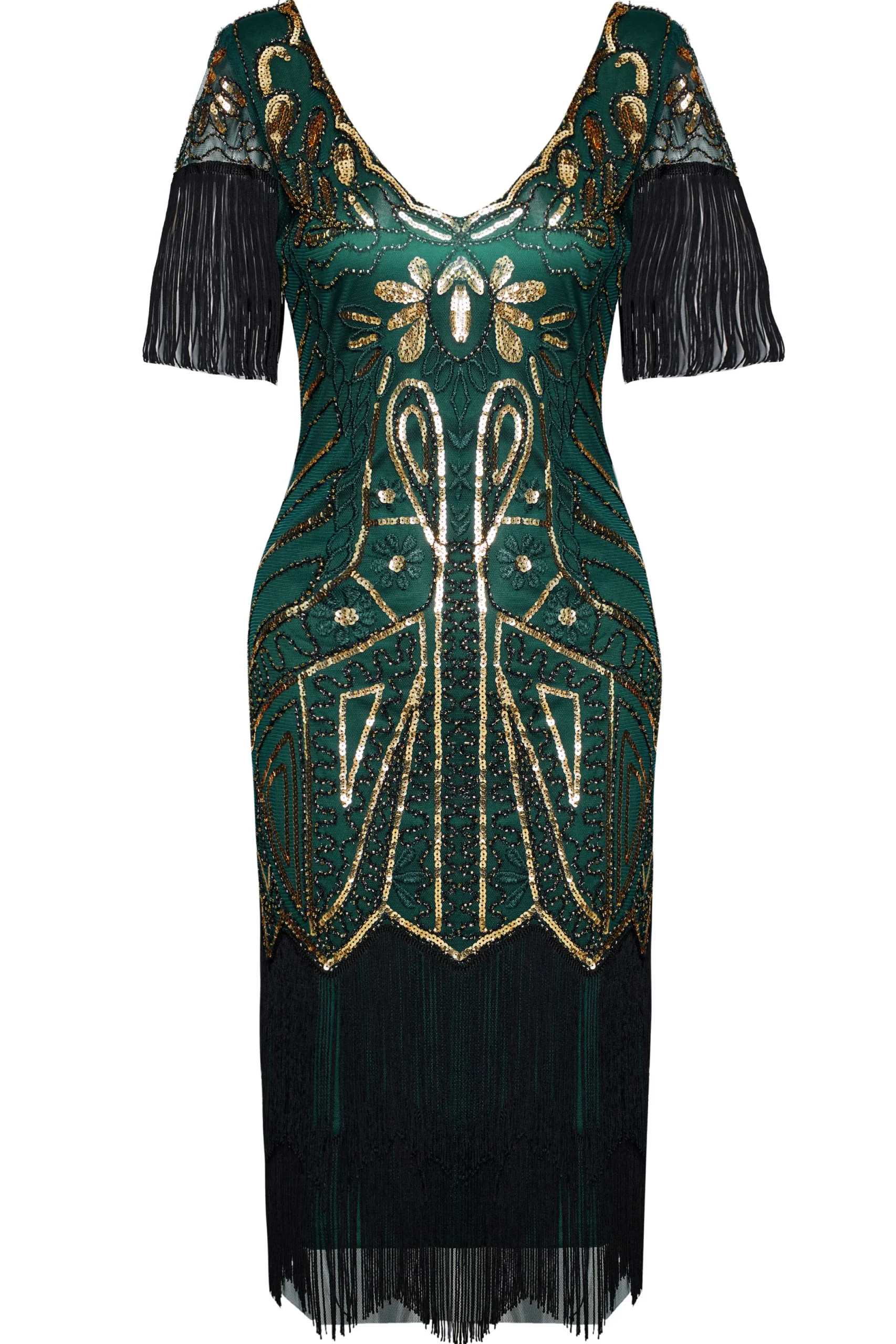 BABEYOND Flapper Dresses | Fringe<Art Deco Paisley Sequin Fringe Dress