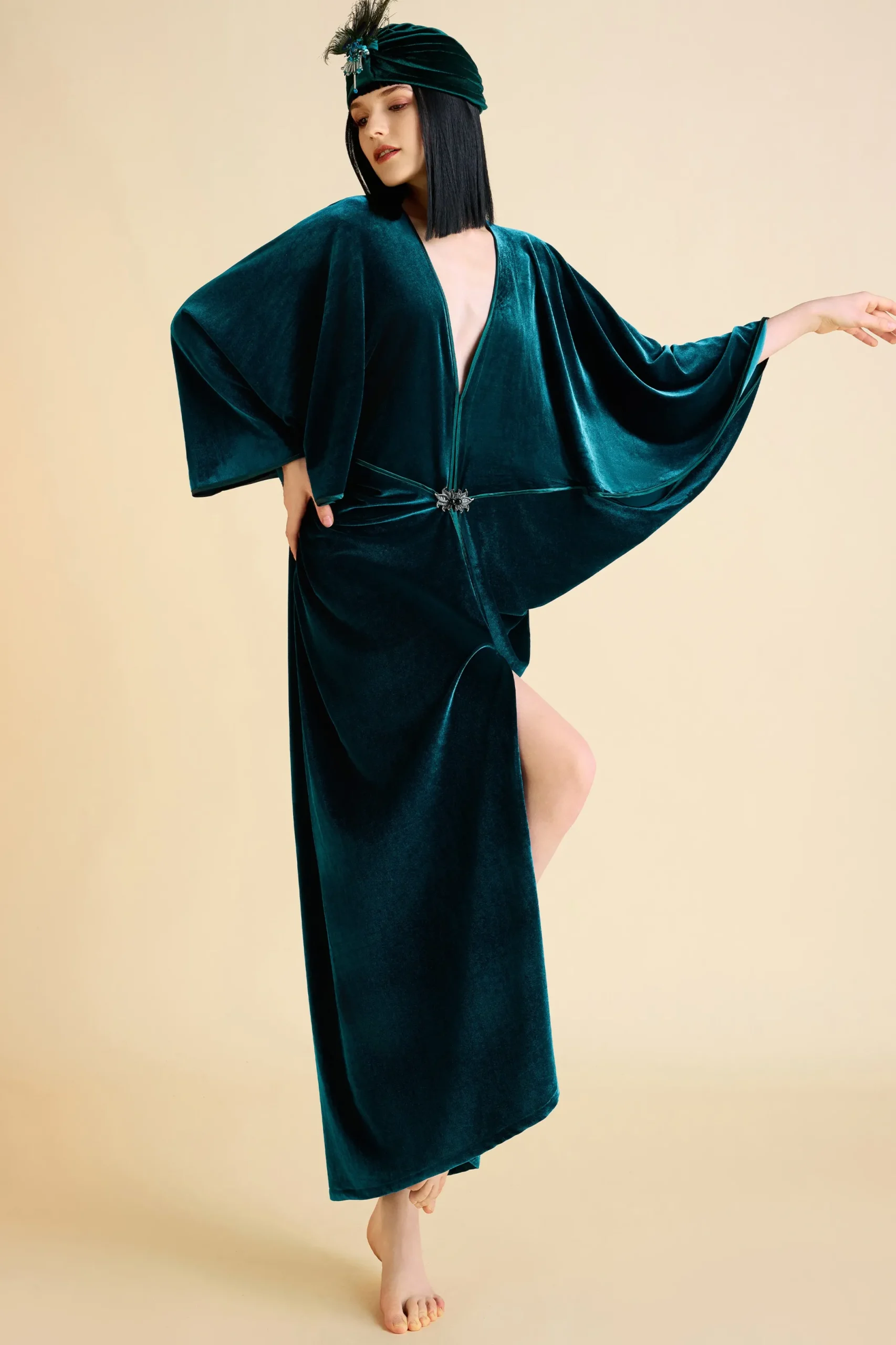 BABEYOND Evening Dresses | Velvet<Batwing Sleeve Slit Robe Dress