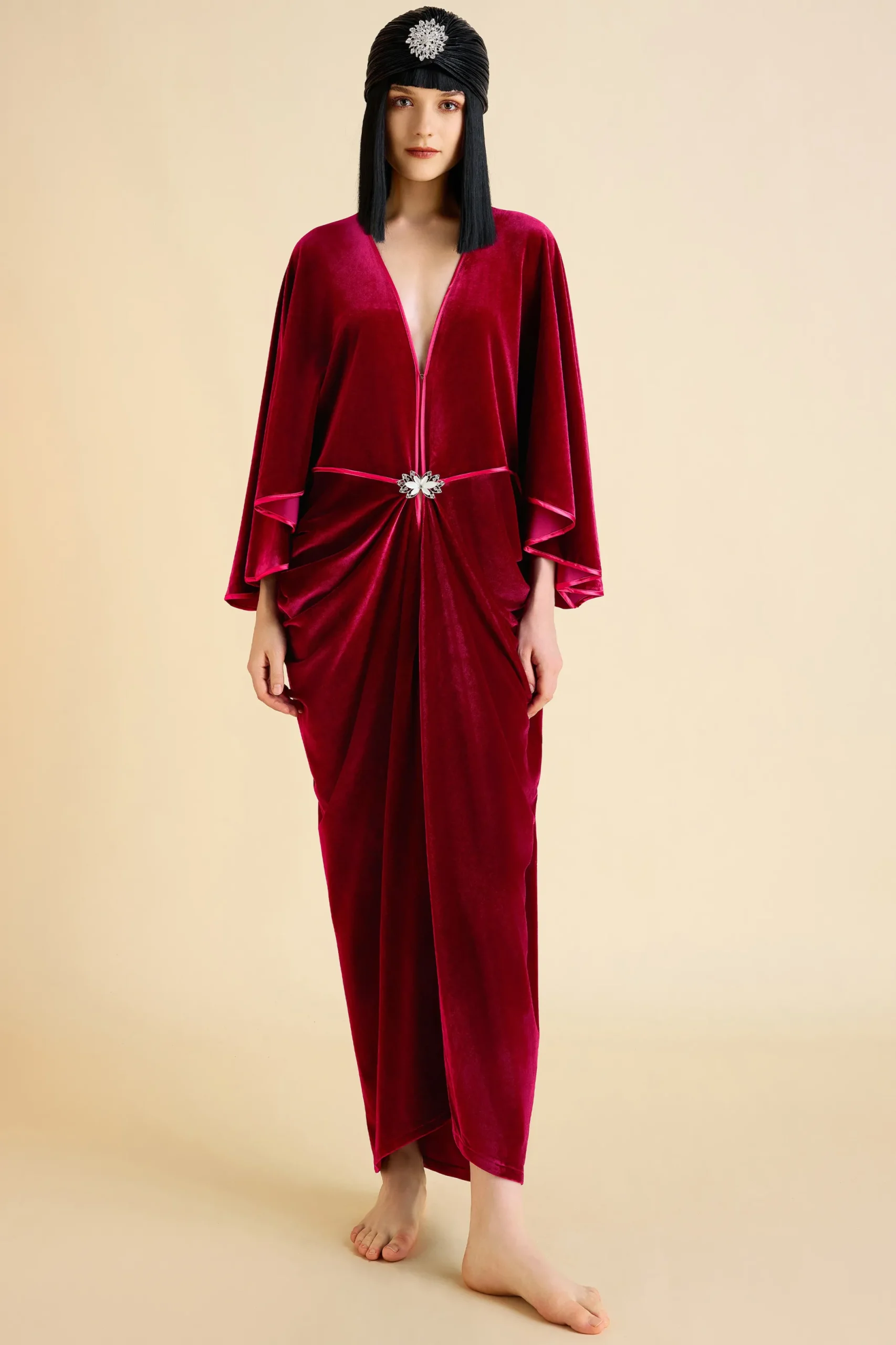BABEYOND Evening Dresses | Velvet<Batwing Sleeve Slit Robe Dress