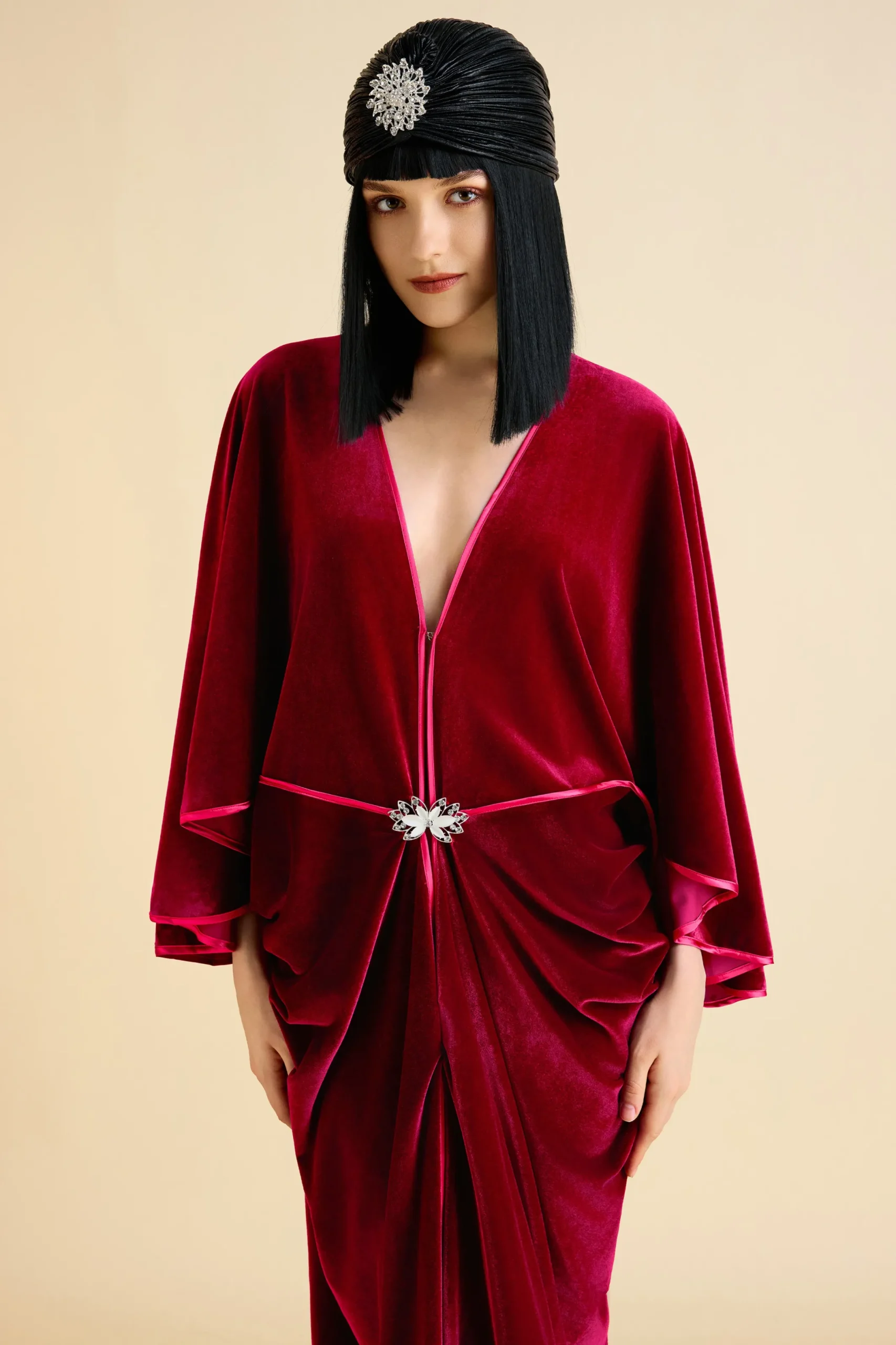 BABEYOND Evening Dresses | Velvet<Batwing Sleeve Slit Robe Dress