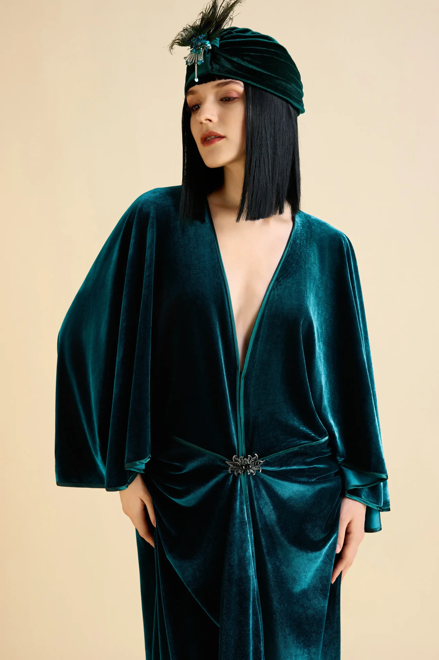 BABEYOND Evening Dresses | Velvet<Batwing Sleeve Slit Robe Dress