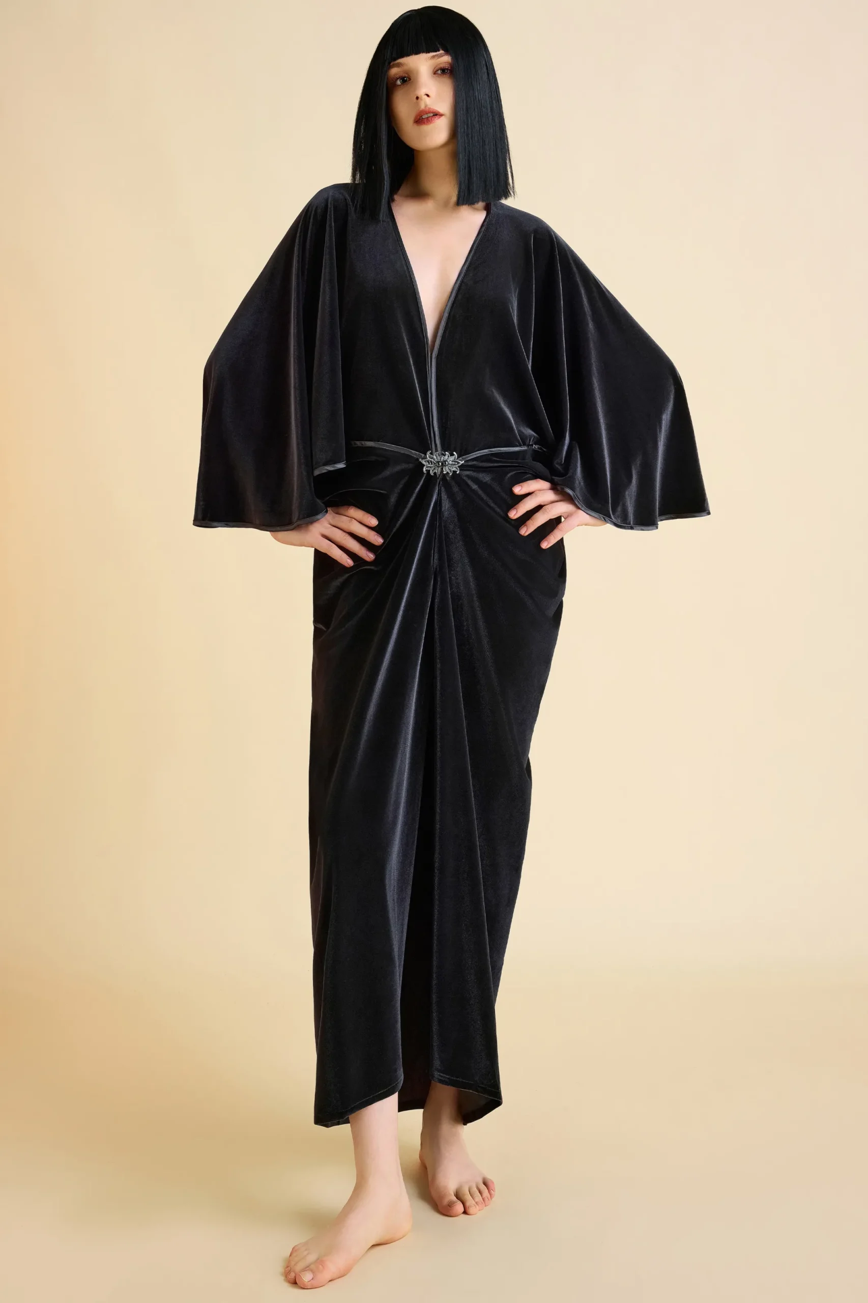 BABEYOND Evening Dresses | Velvet<Batwing Sleeve Slit Robe Dress
