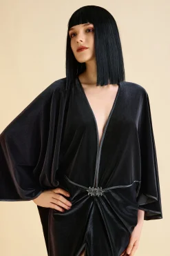 BABEYOND Evening Dresses | Velvet<Batwing Sleeve Slit Robe Dress