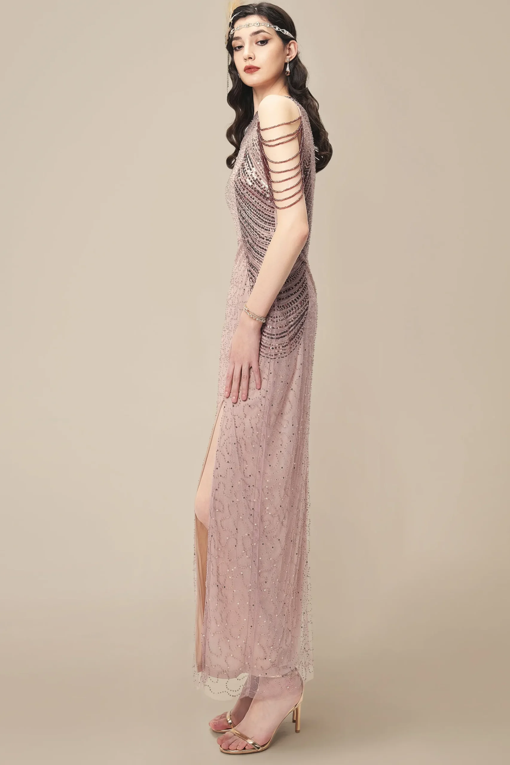 BABEYOND Evening Dresses | Sequin<Beaded Chain Sleeve Ombre Evening Gown