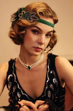 BABEYOND Feather<Beaded Peacock Shimmer Headpiece