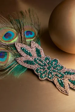 BABEYOND Feather<Beaded Peacock Shimmer Headpiece
