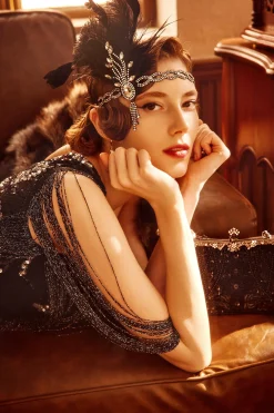 BABEYOND Feather | Chain<Beaded Rhinestone Tassel Feather Headpiece
