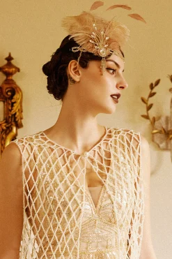 BABEYOND Feather | Chain<Beaded Rhinestone Tassel Feather Headpiece