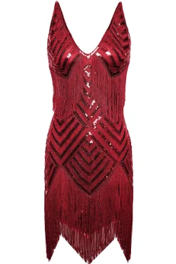 BABEYOND Flapper Dresses | Fringe<Beaded Sequin V-Neck Mini Dress