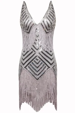 BABEYOND Flapper Dresses | Fringe<Beaded Sequin V-Neck Mini Dress