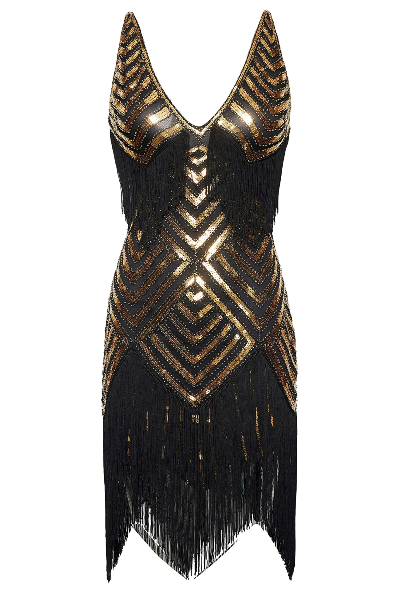 BABEYOND Plus Size<Beaded Sequin V-Neck Mini Plus Size Dress