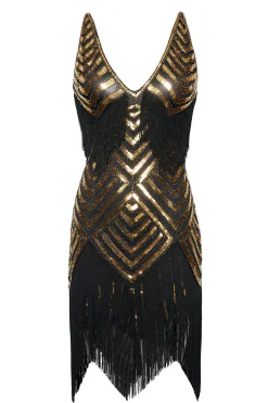 BABEYOND Flapper Dresses | Fringe<Beaded Sequin V-Neck Mini Dress