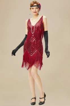 BABEYOND Flapper Dresses | Fringe<Beaded Sequin V-Neck Mini Dress