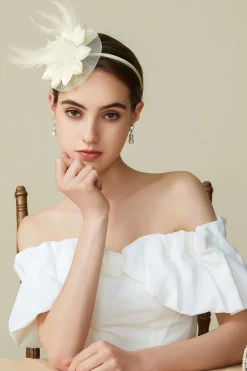 BABEYOND Fascinators<Cambric Tea Party Feather Fascinator