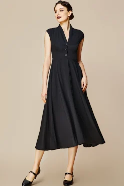 BABEYOND Formal Dresses | Day Dresses<Cap Sleeve Shirtwaist V Neck Dress