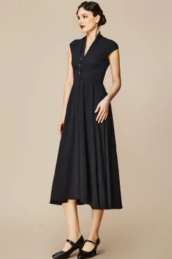 BABEYOND Formal Dresses | Day Dresses<Cap Sleeve Shirtwaist V Neck Dress