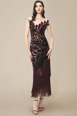 BABEYOND Evening Dresses | Fringe<Captivating Fern Sequin Fringe Evening Gown