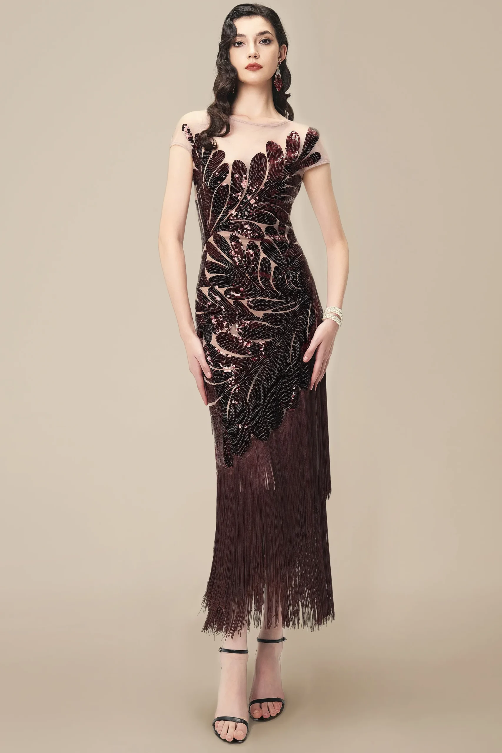 BABEYOND Evening Dresses | Fringe<Captivating Fern Sequin Fringe Evening Gown