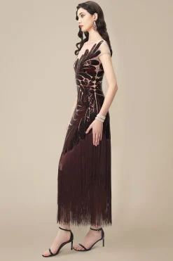 BABEYOND Evening Dresses | Fringe<Captivating Fern Sequin Fringe Evening Gown