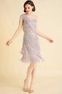 BABEYOND Flapper Dresses | Fringe<Charming Floral Beaded Fringe Flapper Dress