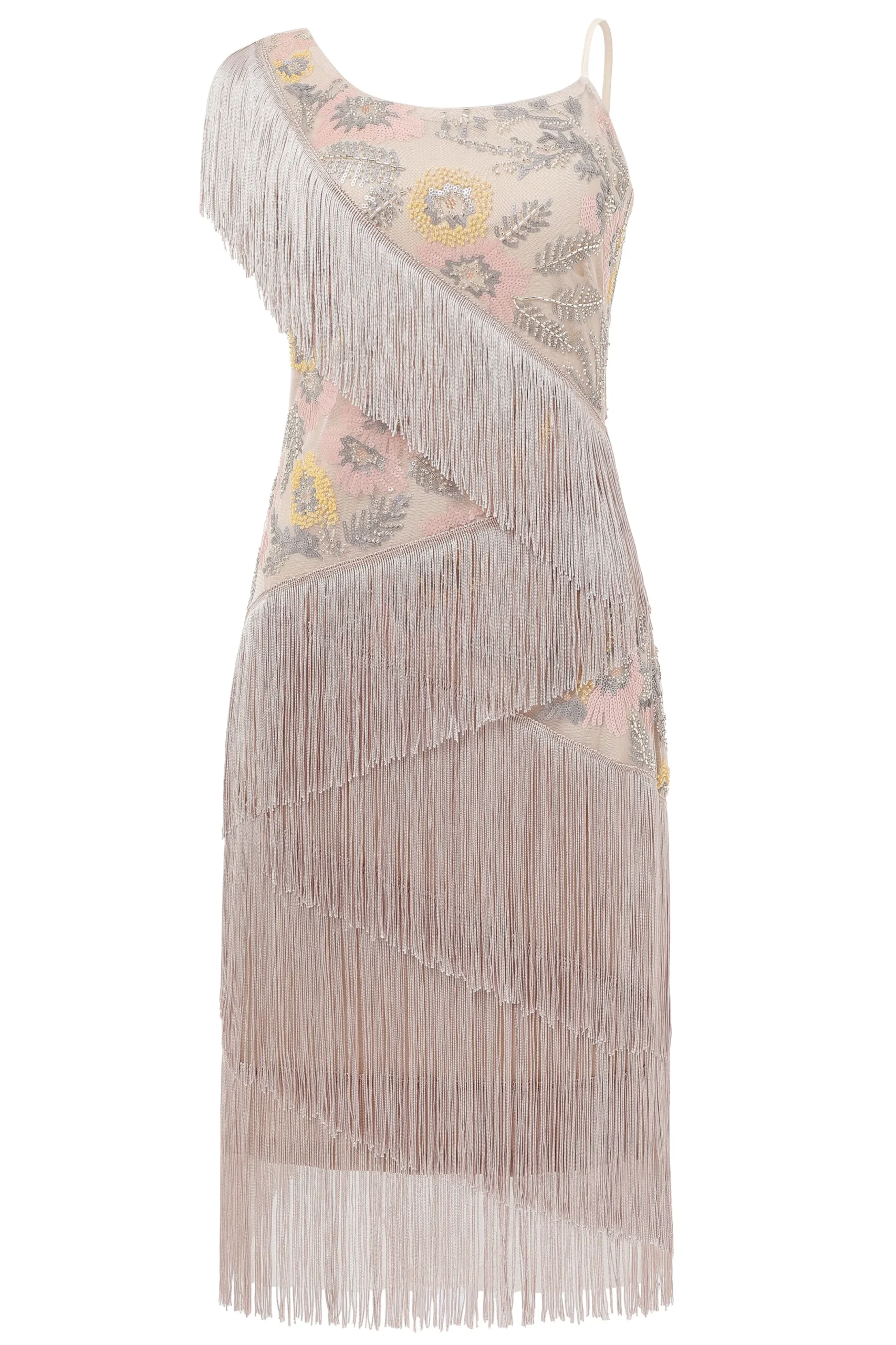 BABEYOND Flapper Dresses | Fringe<Charming Floral Beaded Fringe Flapper Dress