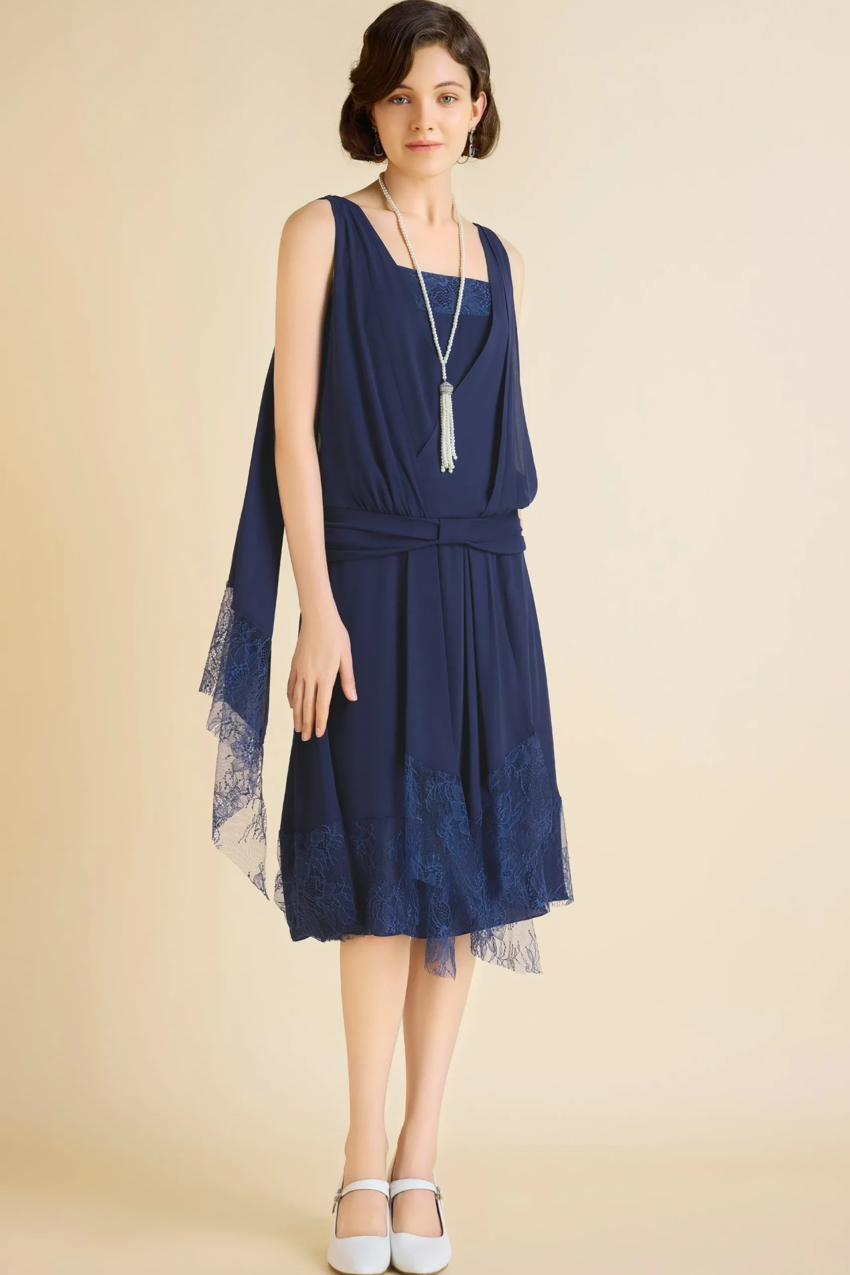 BABEYOND Day Dresses<Classic Pleated Waistband Lace Day Dress