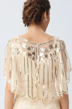 BABEYOND Shawls & Scarves | Vintage<Classy Geometric Sequin Sheer Shawl