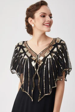 BABEYOND Shawls & Scarves | Vintage<Classy Geometric Sequin Sheer Shawl
