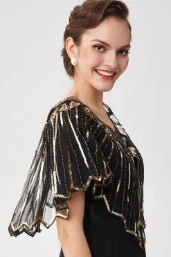 BABEYOND Shawls & Scarves | Vintage<Classy Geometric Sequin Sheer Shawl