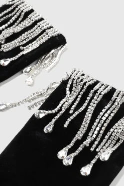 BABEYOND Gloves | Vintage<21.6" Crystal Chain Velvet Stretchy Gloves