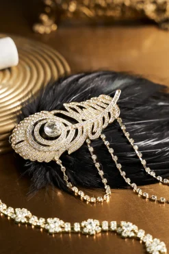 BABEYOND Feather | Rhinestone<Crystal Studded Flower Feather Headband