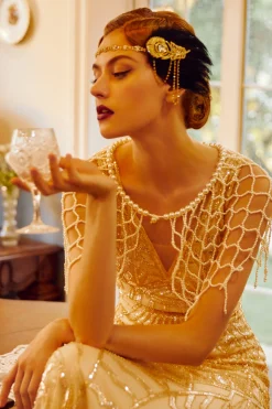BABEYOND Feather | Rhinestone<Crystal Studded Flower Feather Headband