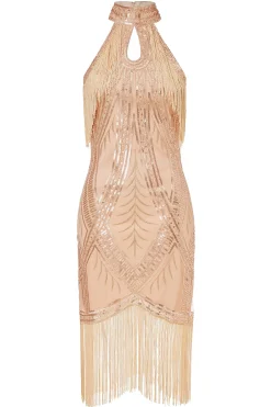 BABEYOND Fringe | Sequin<Cutout Crew Neck Fringe Flapper Dress