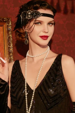 BABEYOND Feather | Feather<Dazzling Beaded Floral Feather Headband