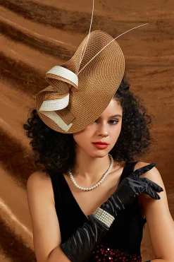 BABEYOND Fascinators<Delicate Wide-Brim Wavy Fascinator