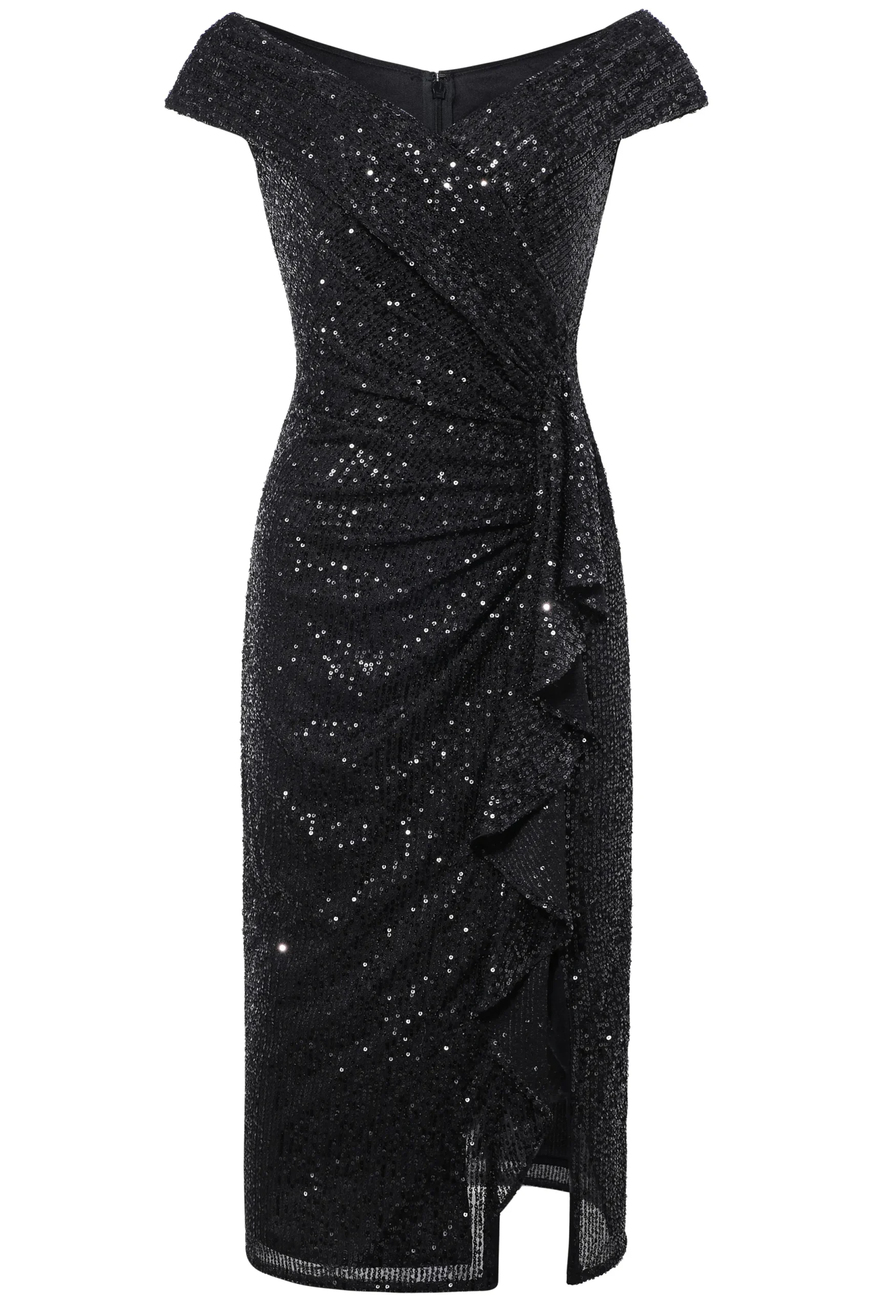 BABEYOND Flapper Dresses | Formal Dresses<Draped Cascading Ruffle Sequin Cocktail Dress