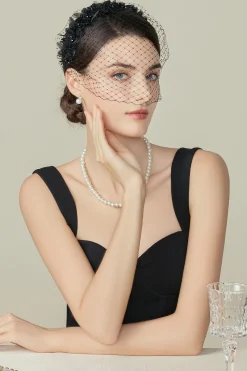 BABEYOND Fascinators<Elegant Beaded Veil Cocktail Fascinator