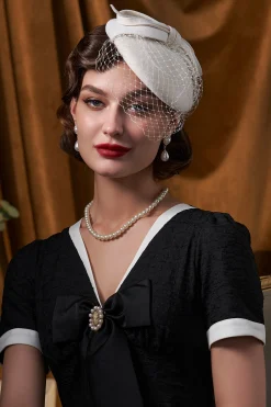 BABEYOND Fascinators<Elegant Bow Knot Pillbox Veil Fascinator