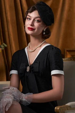 BABEYOND Lady<Elegant Bow Knot Pillbox Veil Fascinator