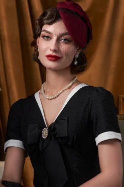 BABEYOND Fascinators<Elegant Bow Knot Pillbox Veil Fascinator