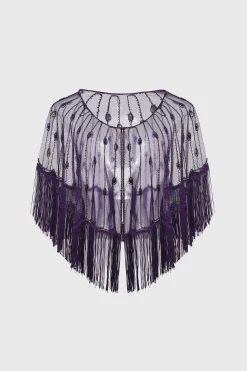 BABEYOND Shawls & Scarves | Vintage<Elegant Crystal Beaded Fringe Shawl